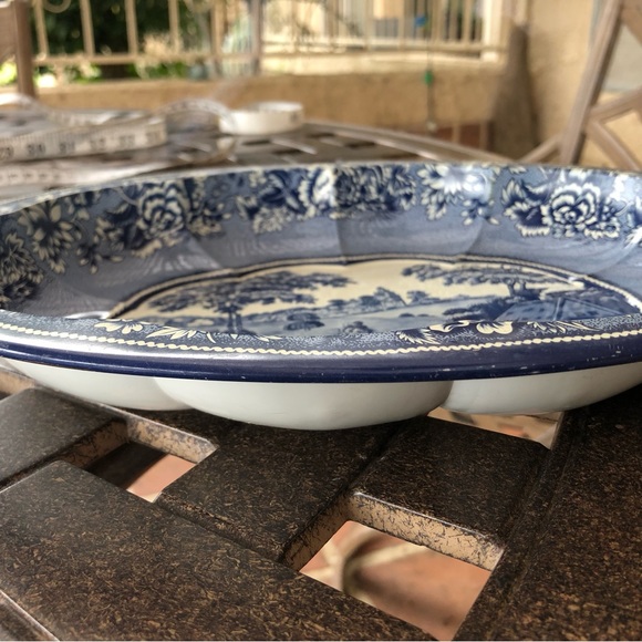 Vintage DAHER Decorated Ware Tin Blue/White OVAL TRAY Made in England - Picture 8 of 9